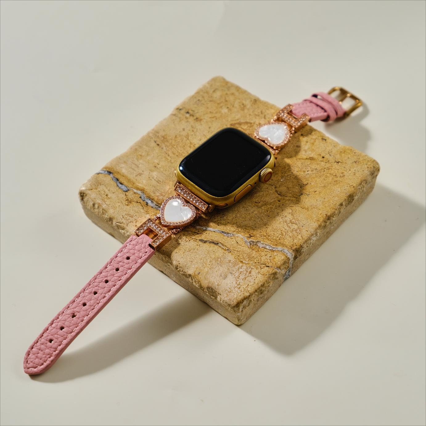 Love Sparkling Leather Watch Band