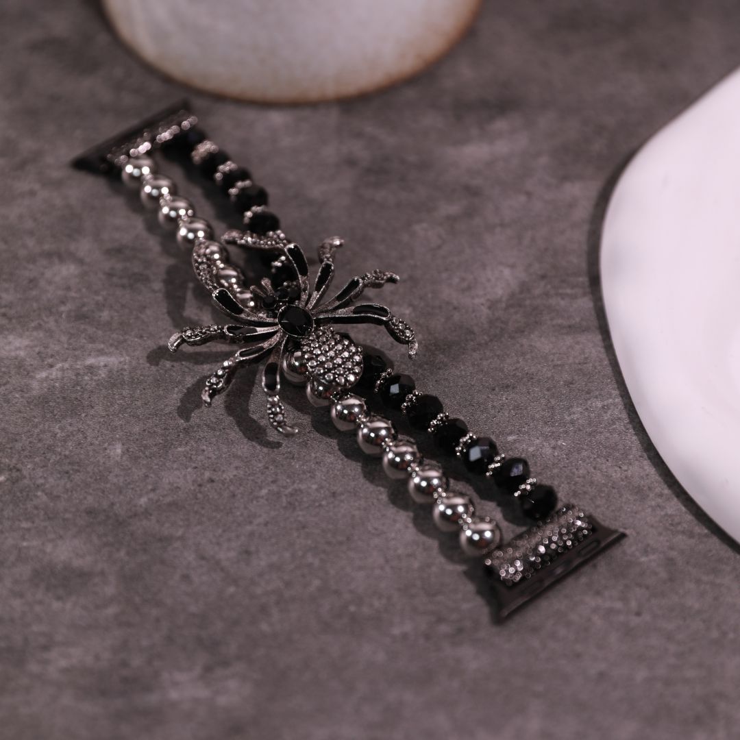 Spooky Spider Beaded Watch Band