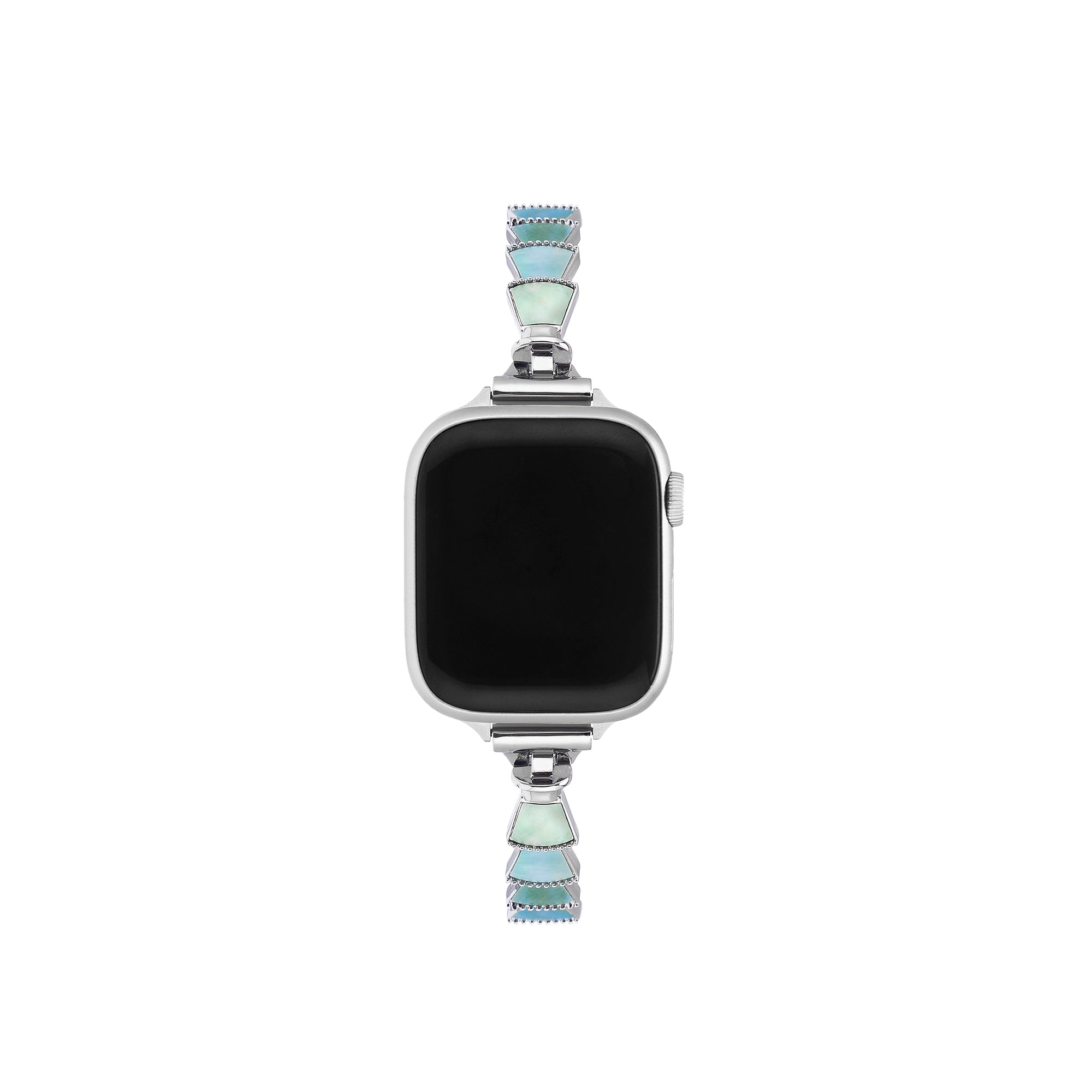 Whimvoy Glittery Seashell Apple Watch Bracelet Vacation Watch Band Women Metal Watch Strap Apple Watch Series 1 9 SE 38 40 41mm Blue Silver
