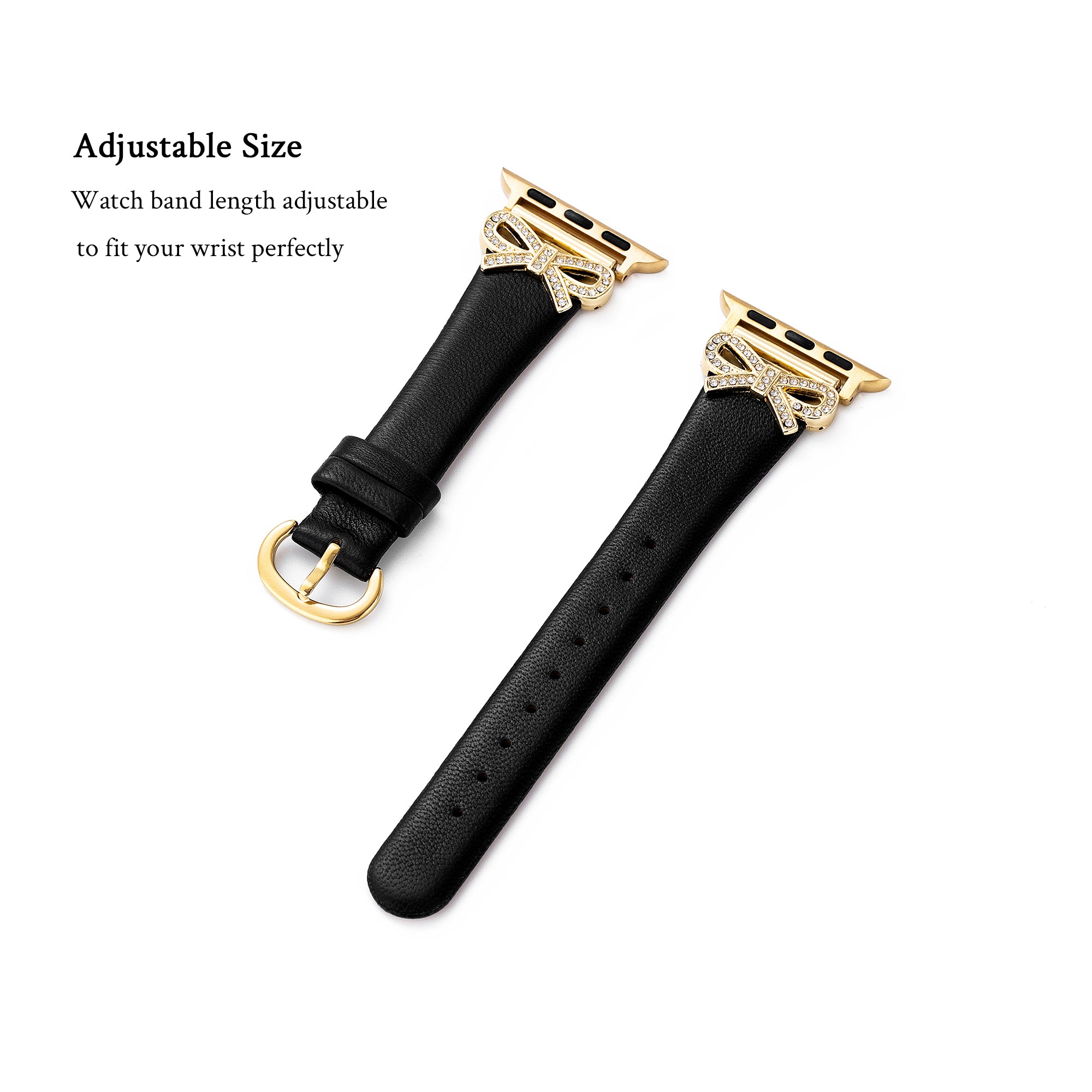 Crystal Bowknot Leather Watch Band