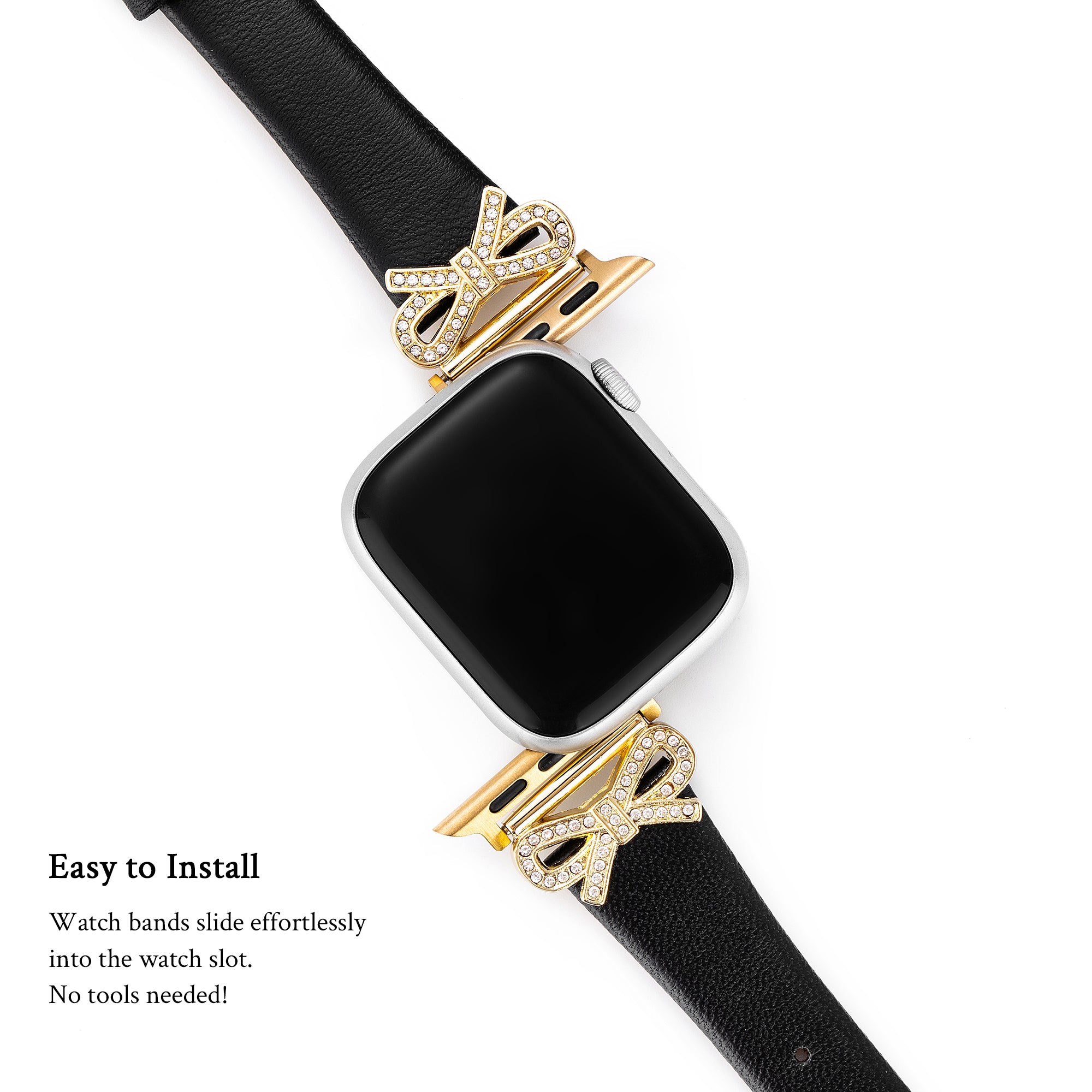 Crystal Bowknot Leather Watch Band