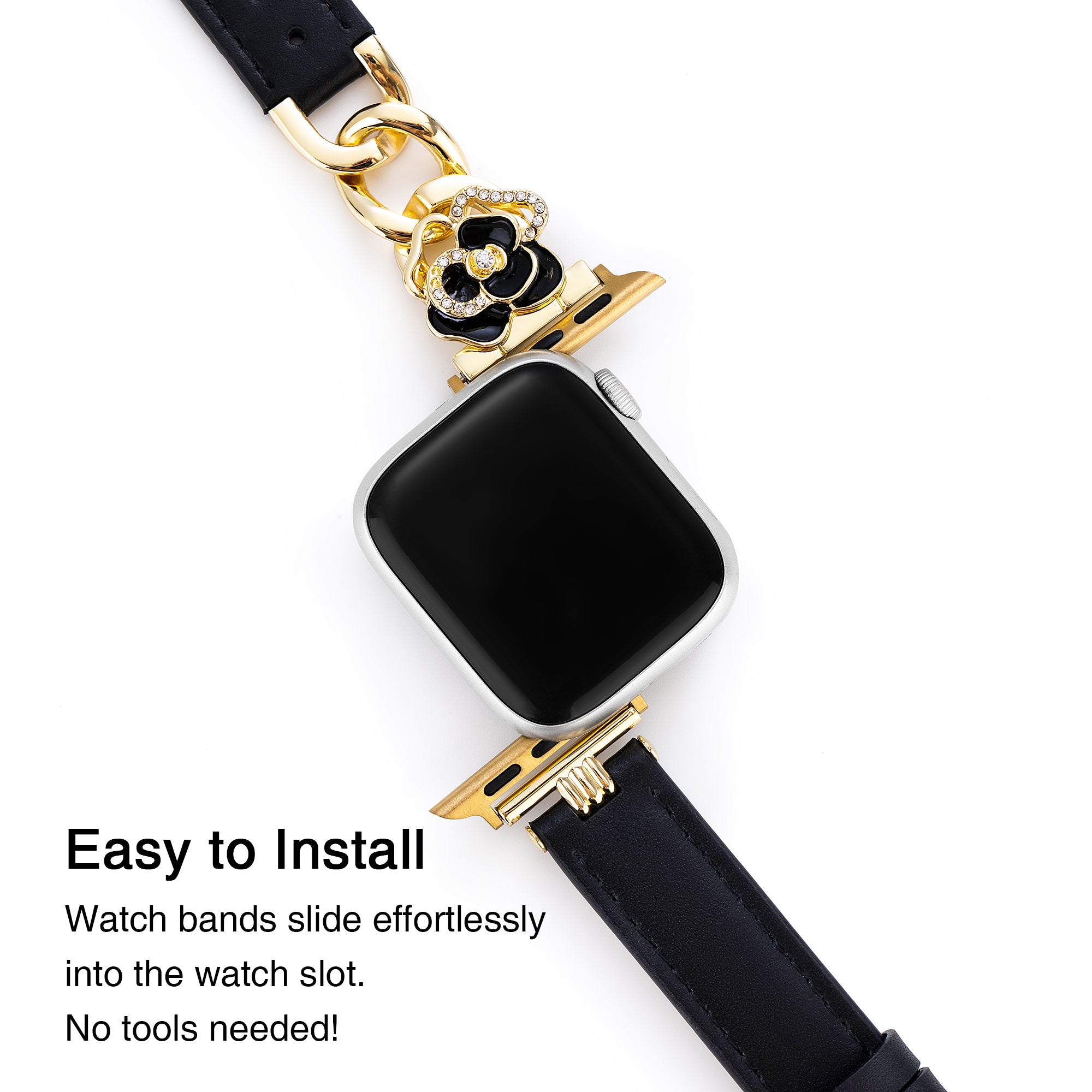 Camellia Chain Leather Watch Band