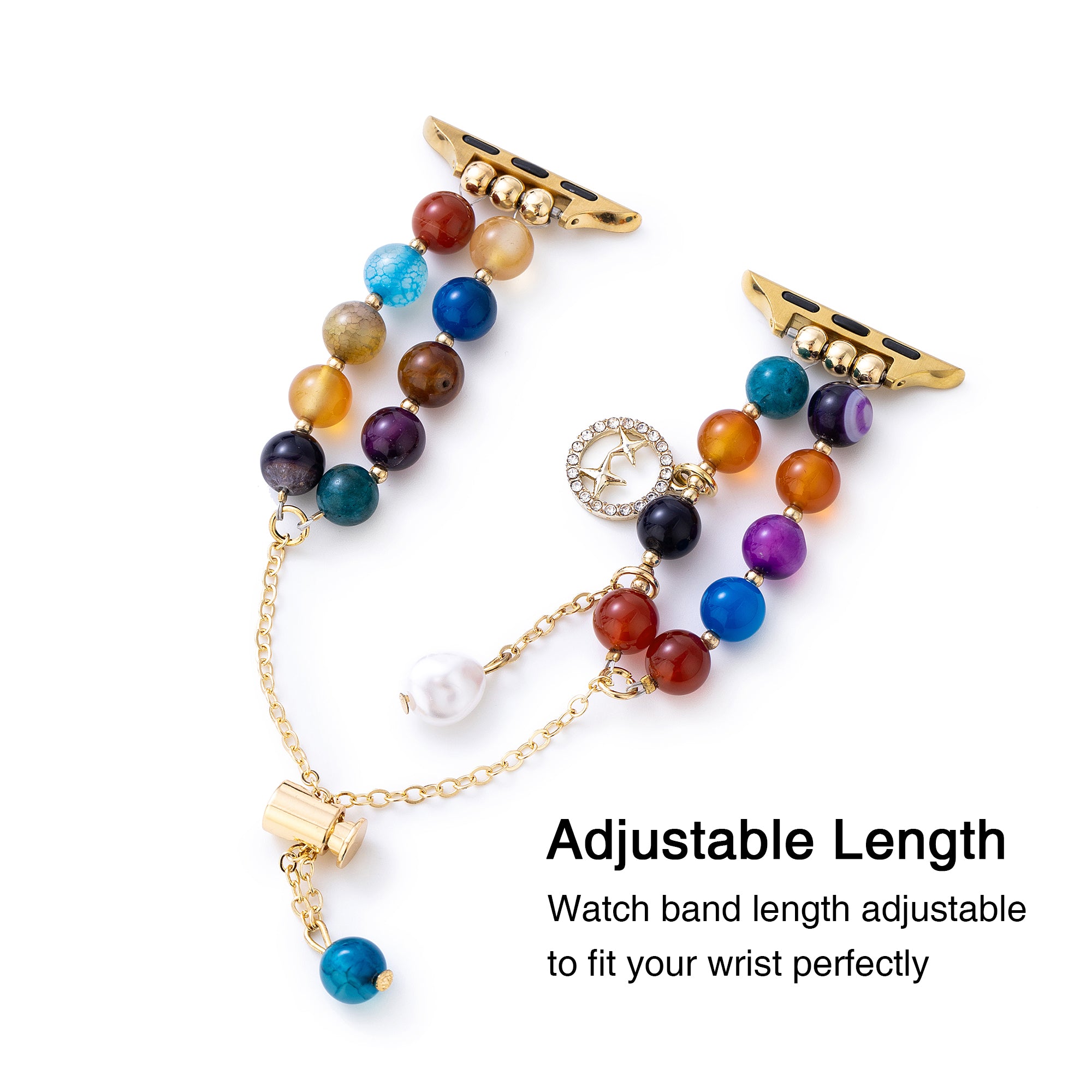 Double-Beaded Agate Watch Band