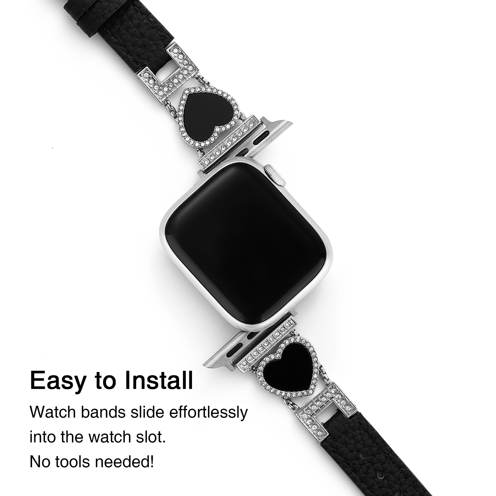 Love Sparkling Leather Watch Band