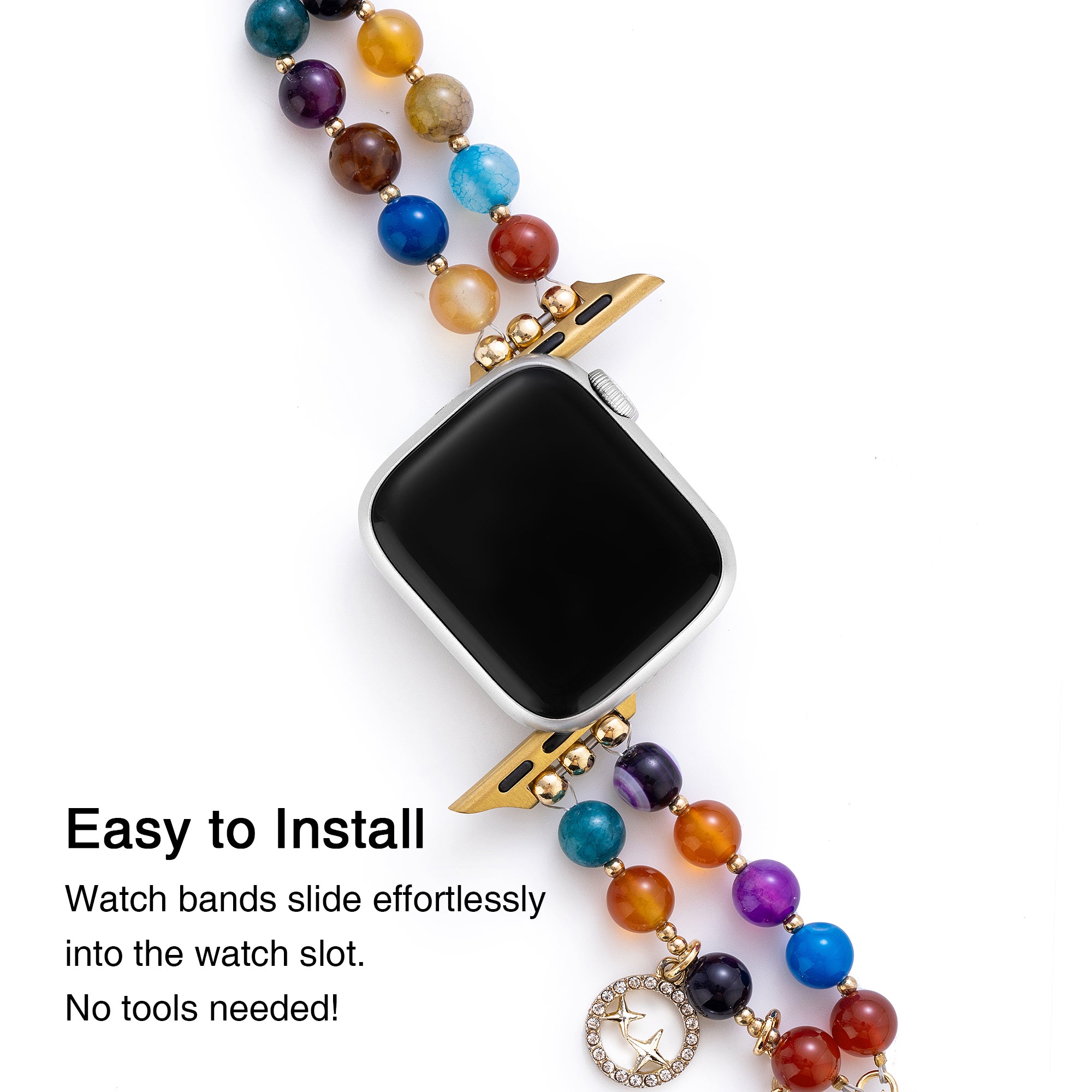 Double-Beaded Agate Watch Band