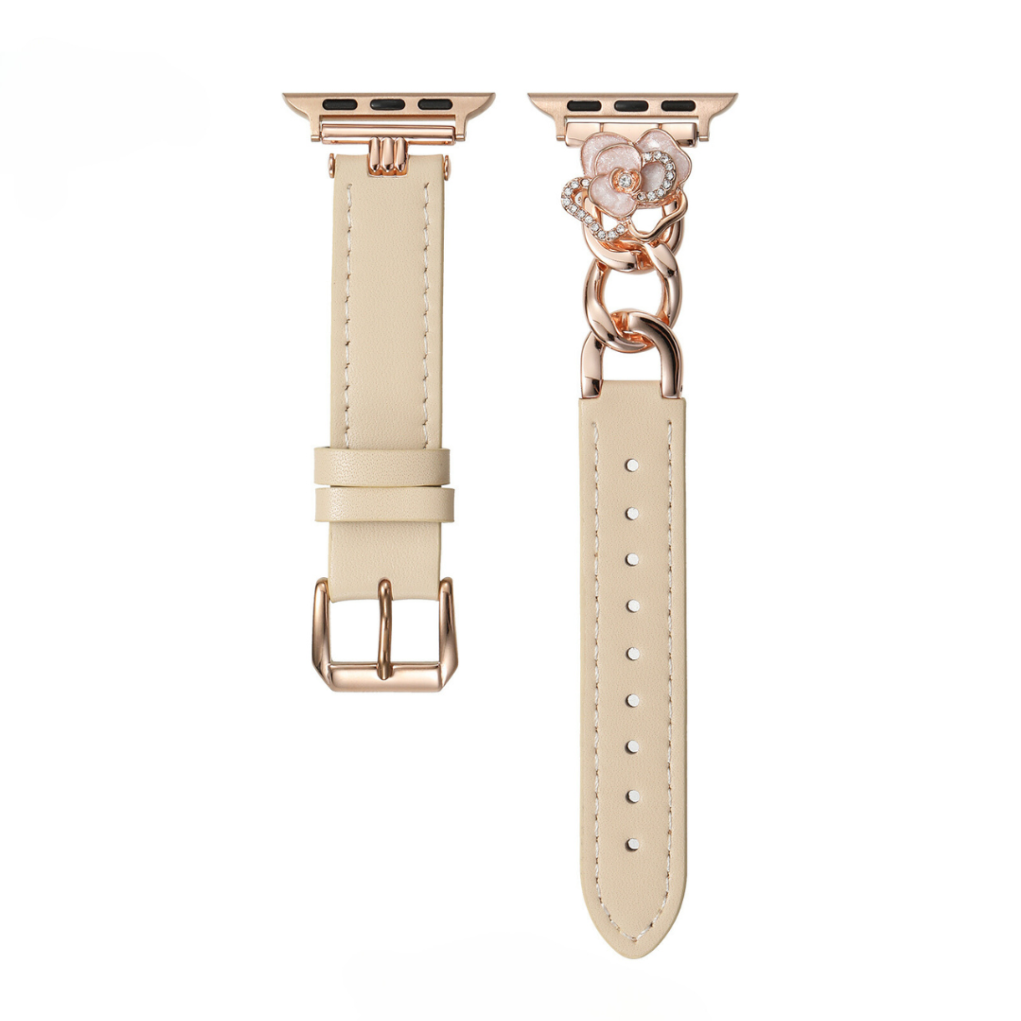 Camellia Chain Leather Watch Band