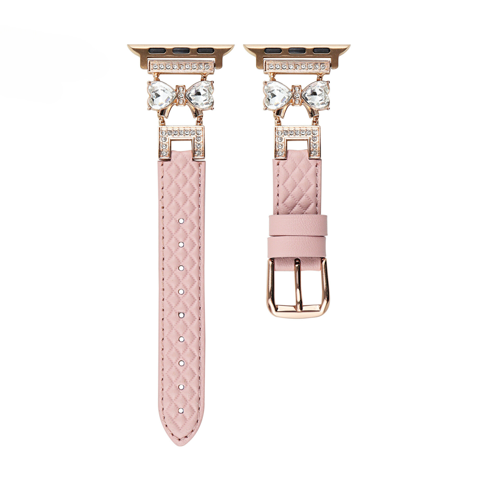 Rhinestone Bowknot Leather Watch Band