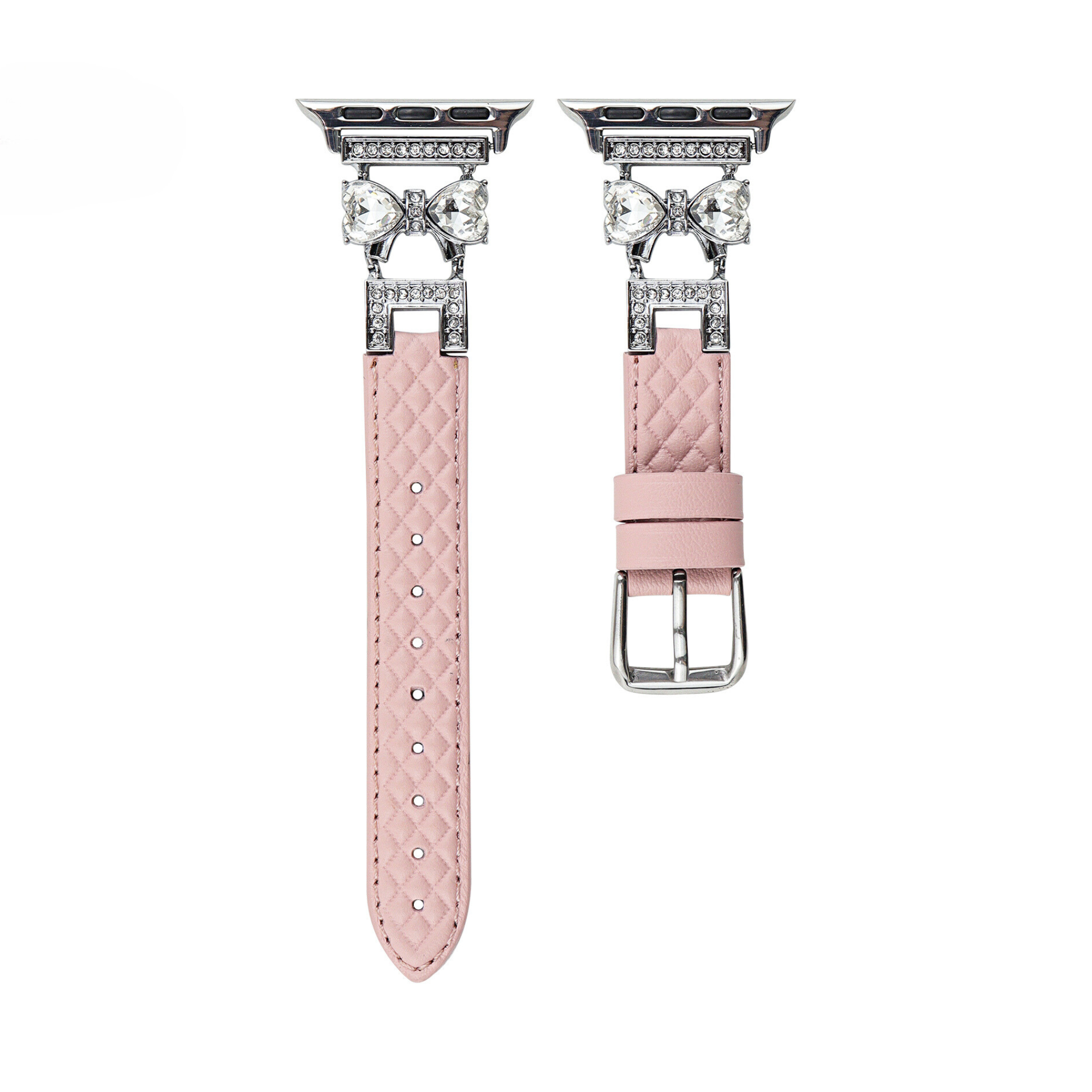 Rhinestone Bowknot Leather Watch Band