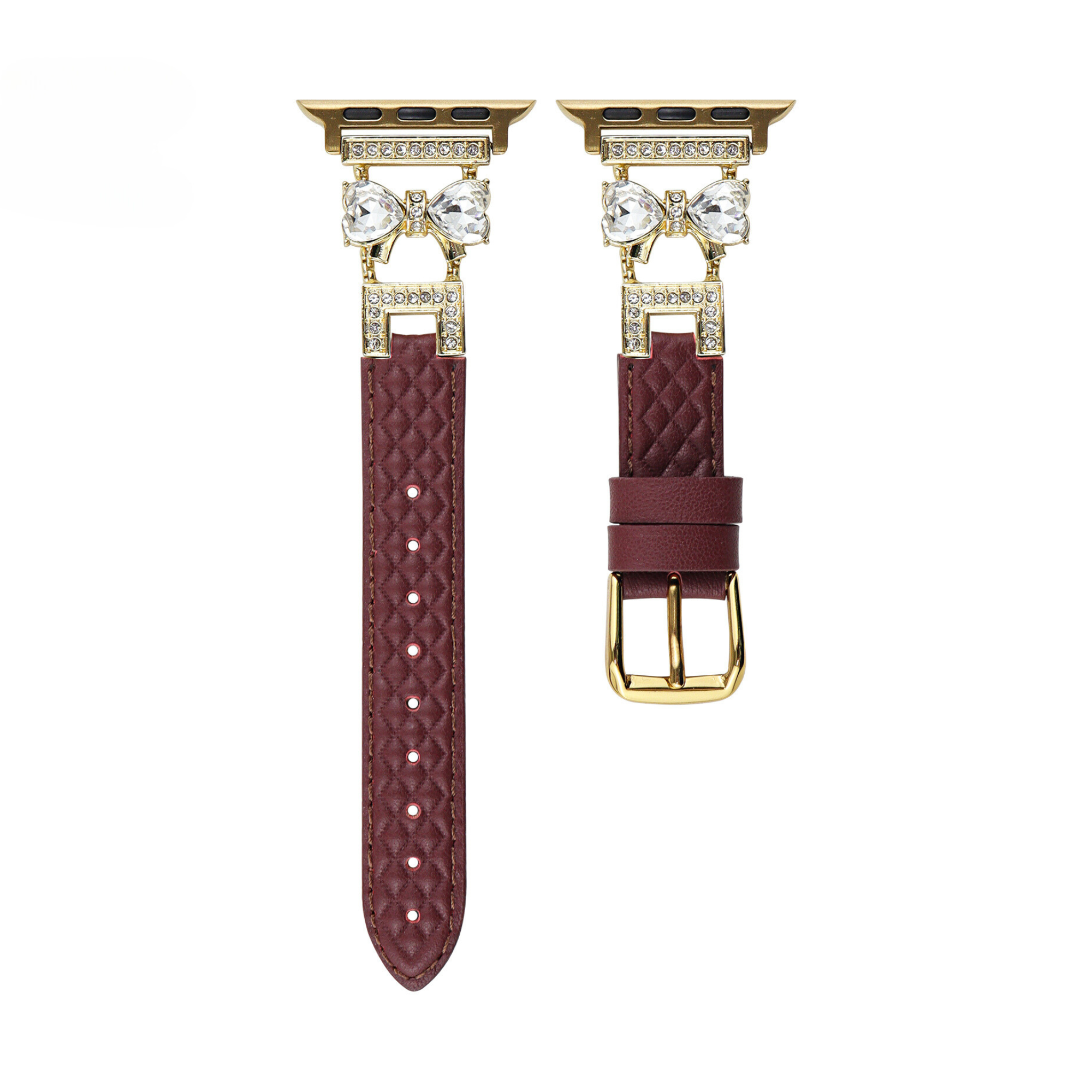 Rhinestone Bowknot Leather Watch Band