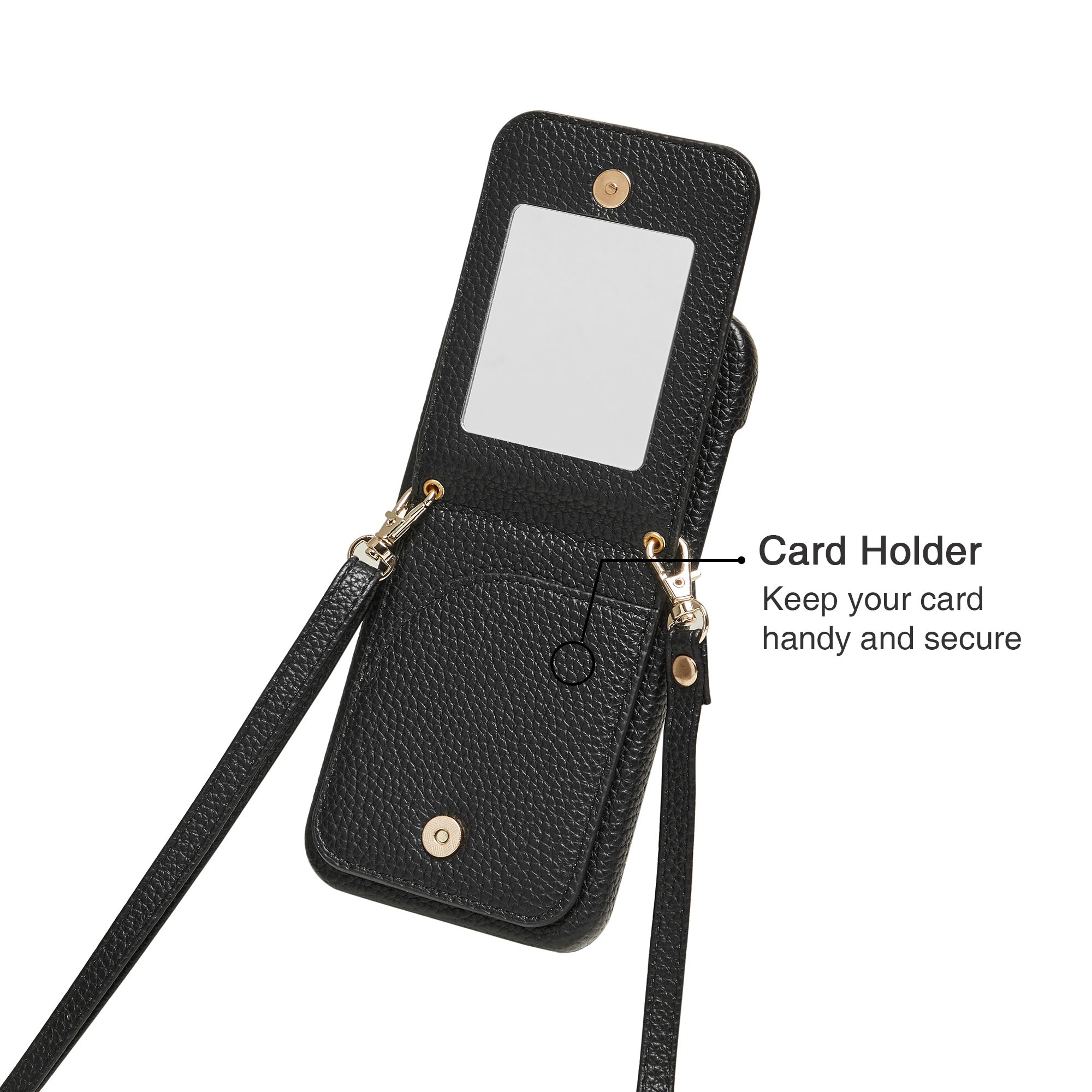 Mirror Card Holder Phone Case with Strap