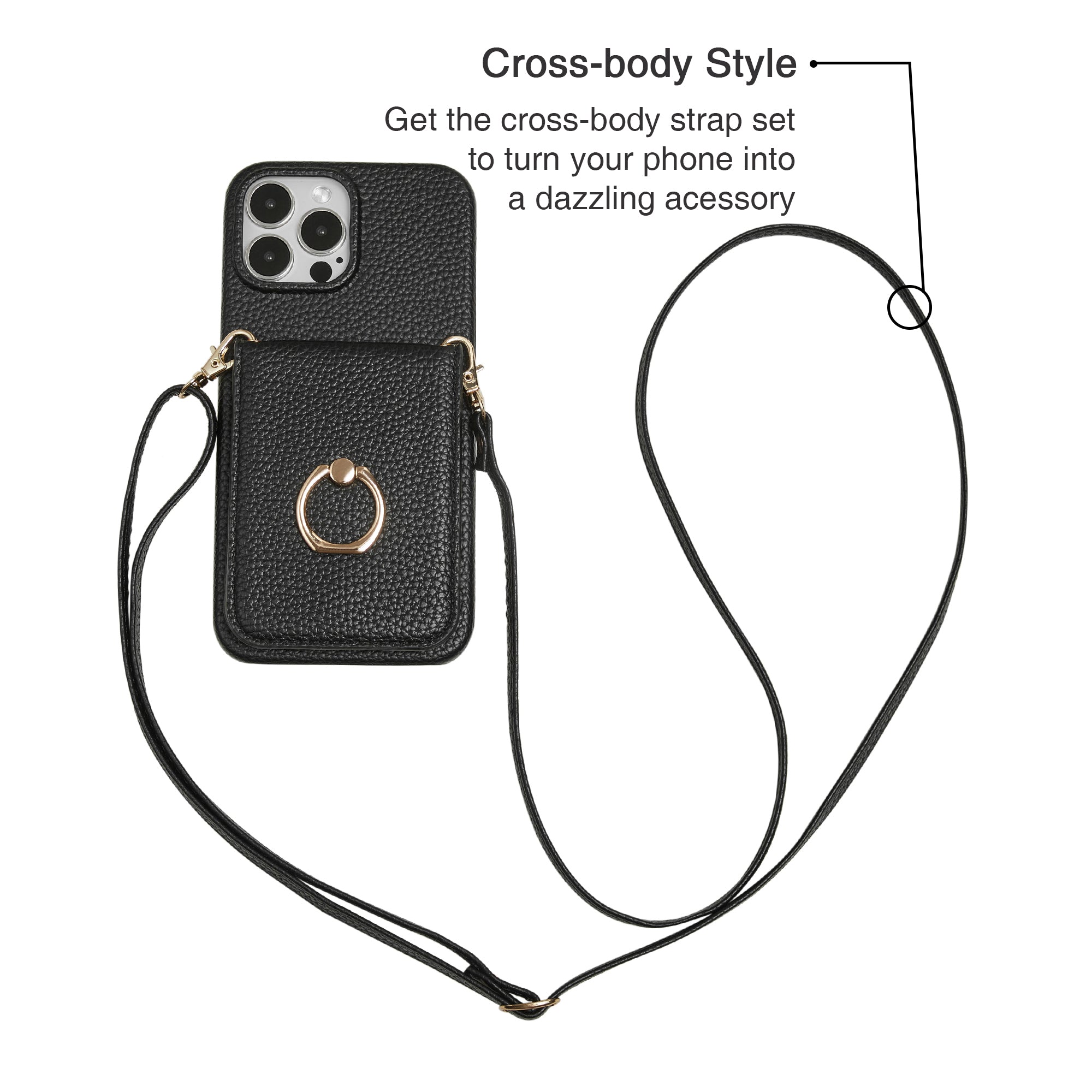 Mirror Card Holder Phone Case with Strap