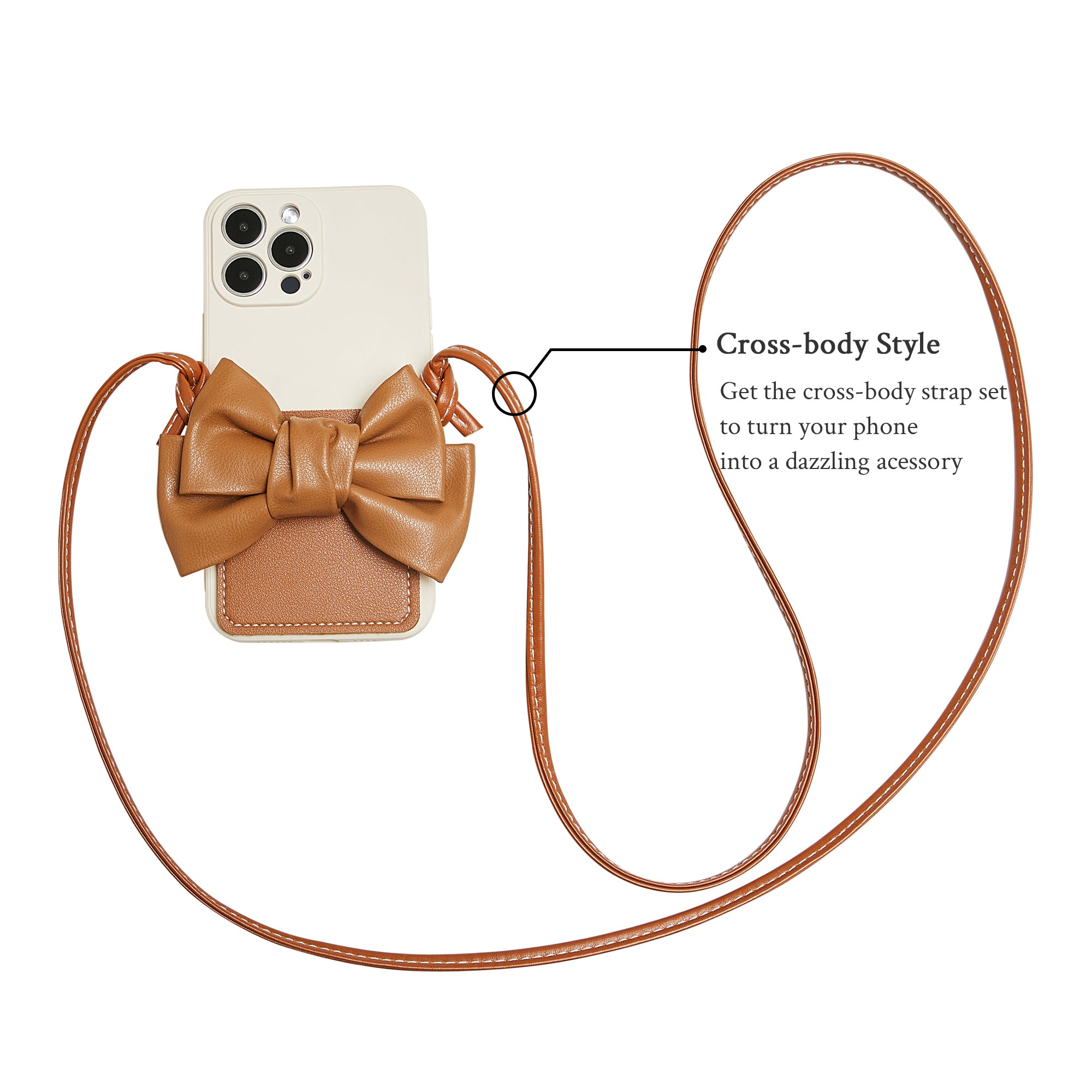 WHIMVOY Bowknot Card Holder Phone Case with Cross-body Strap