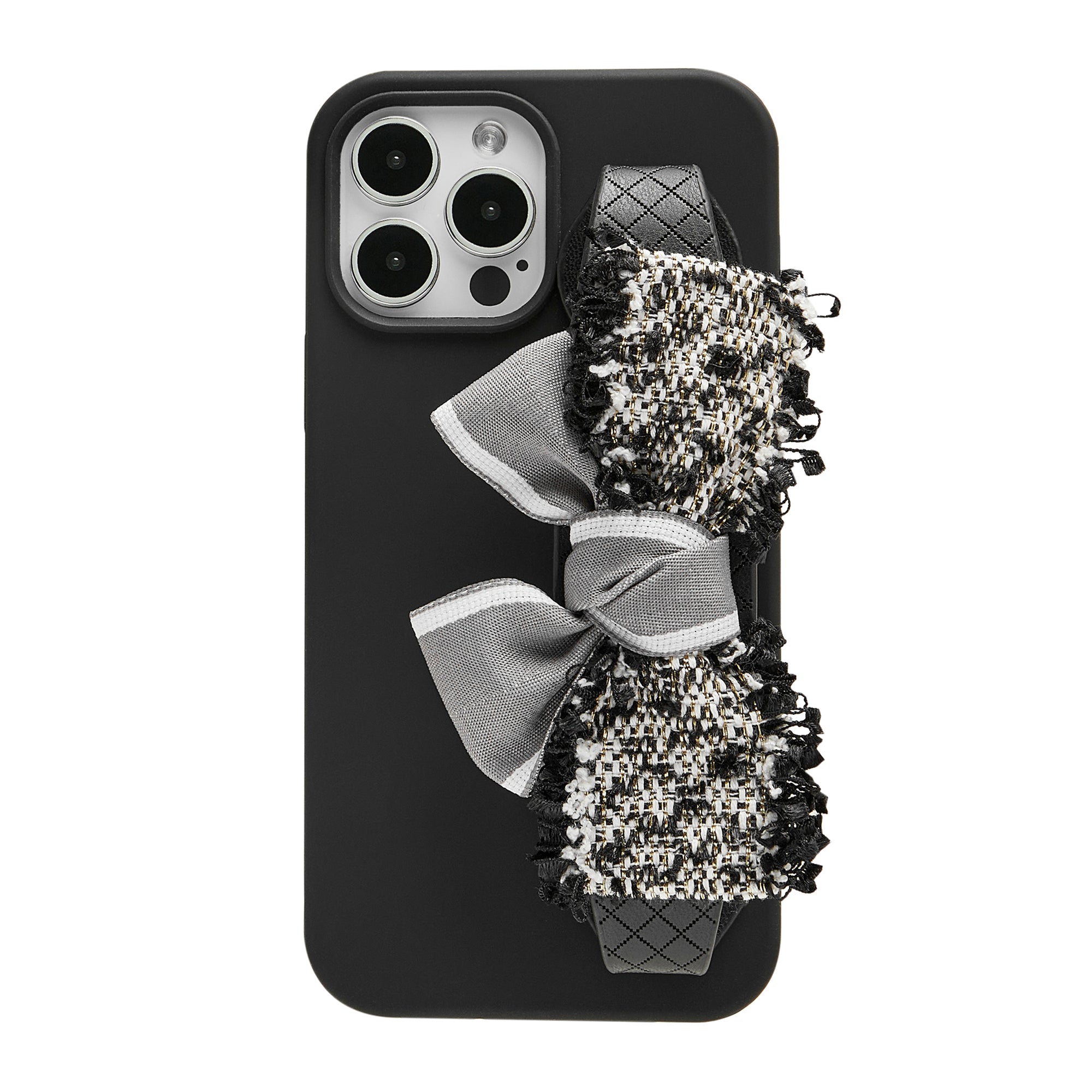 Tweed Bowknot Wristlet Phone Case