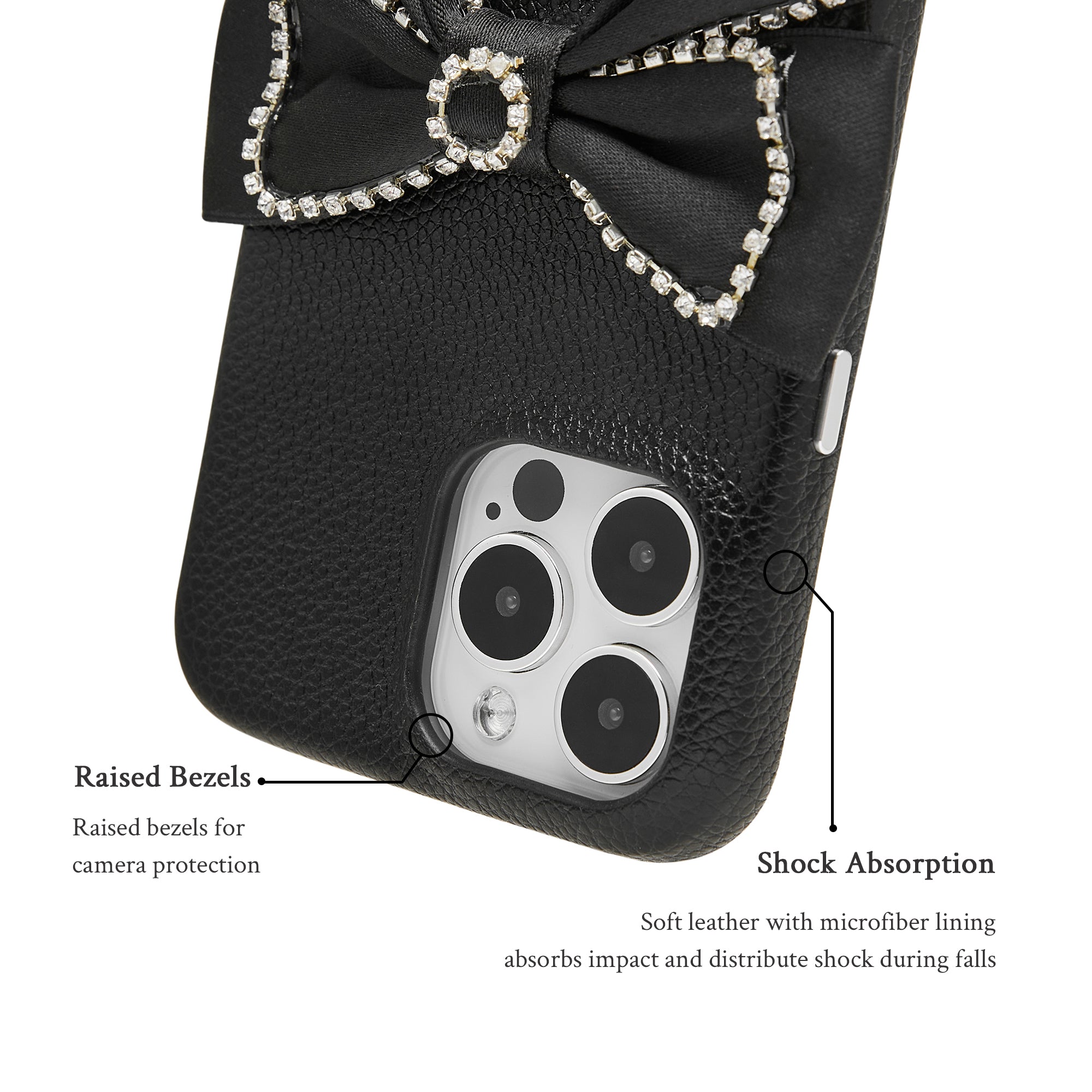 Coquette Girlie | Rhinestone Bowknot Leather Phone Case