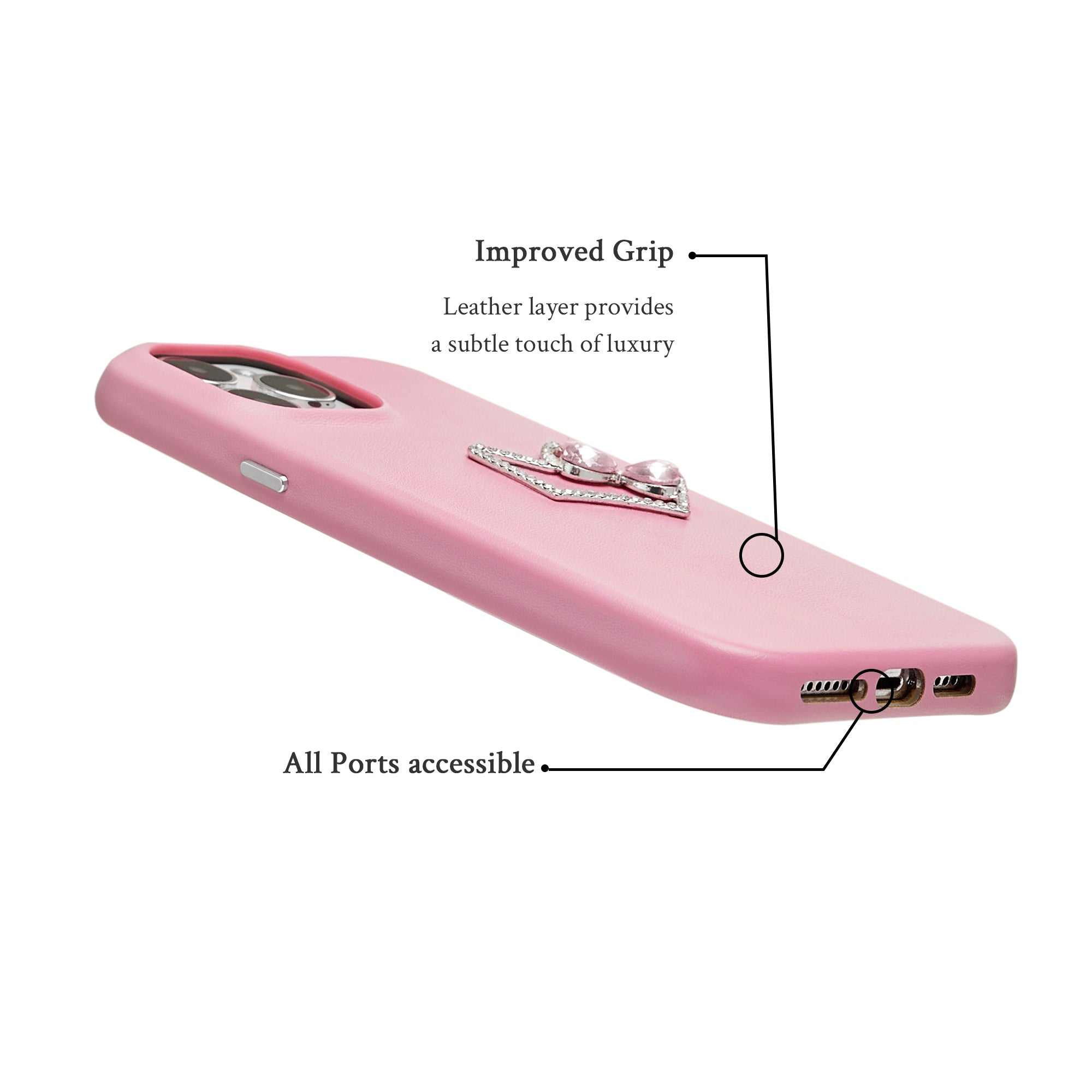 Coquette Girlie | Diamond Crown Leather Phone Case