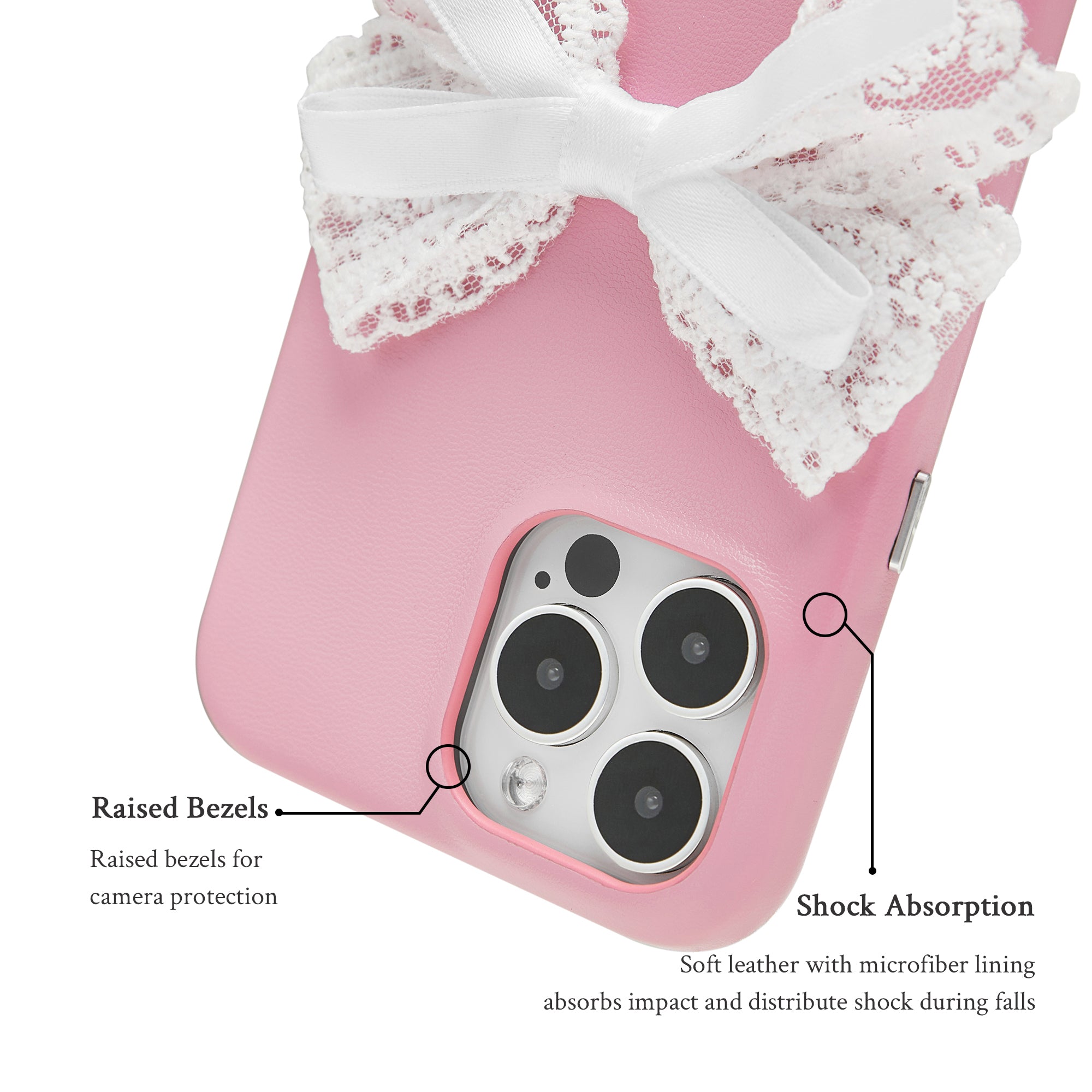 Coquette Girlie | Lace Bowknot Leather Phone Case