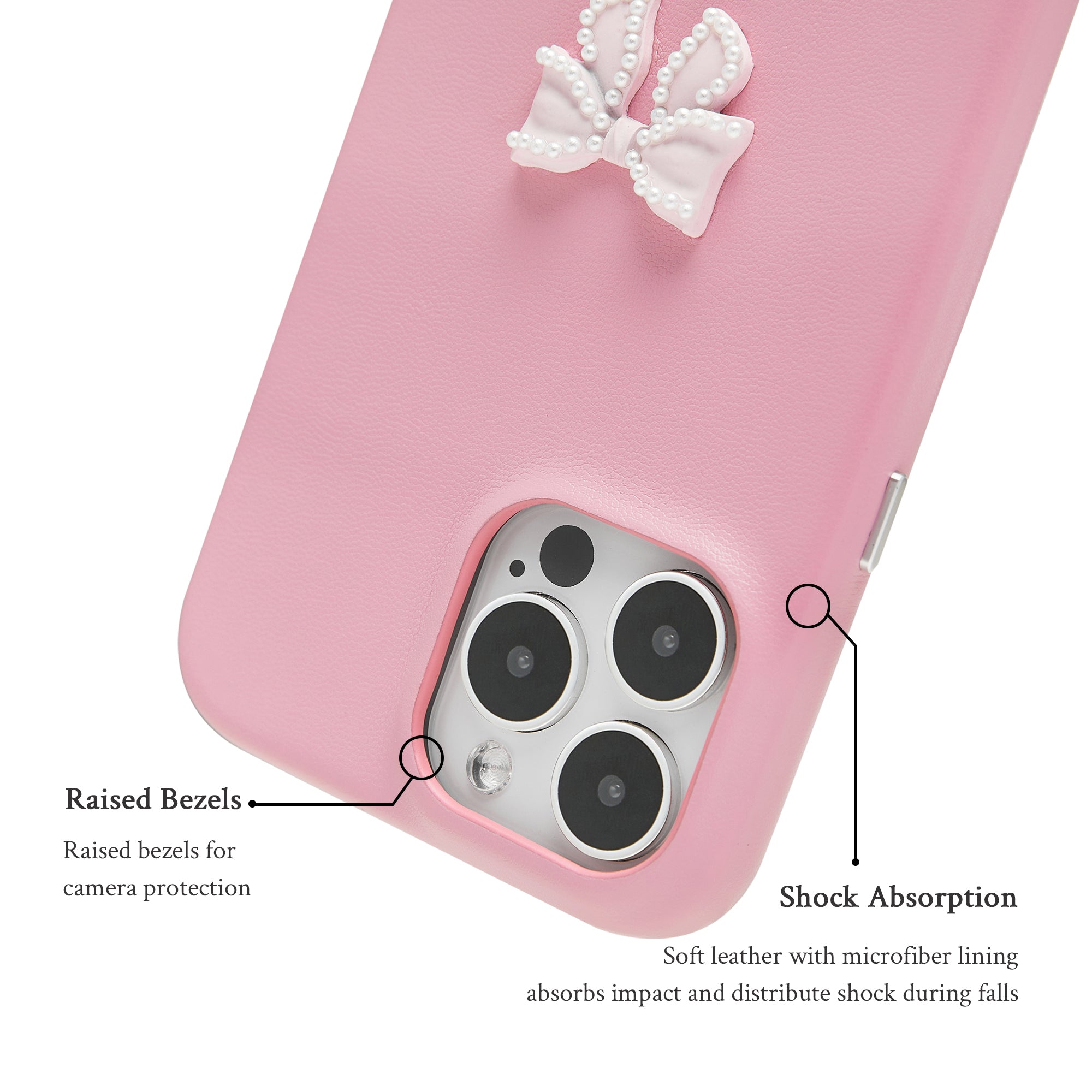 Coquette Girlie | Pearl Bowknot Leather Phone Case