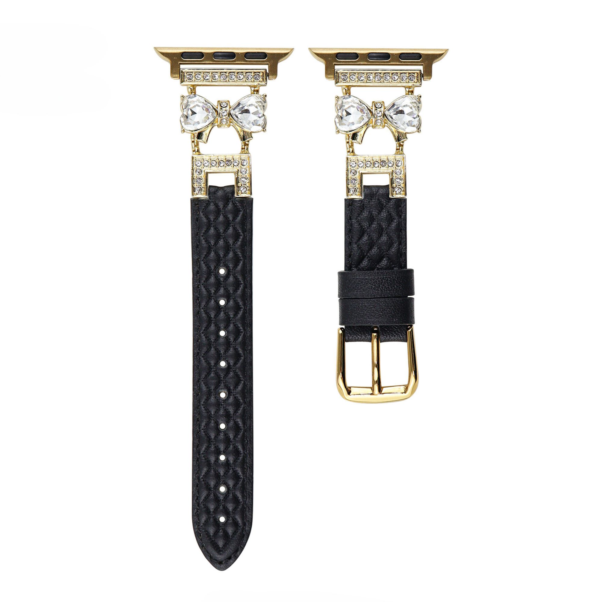 Rhinestone Bowknot Leather Watch Band