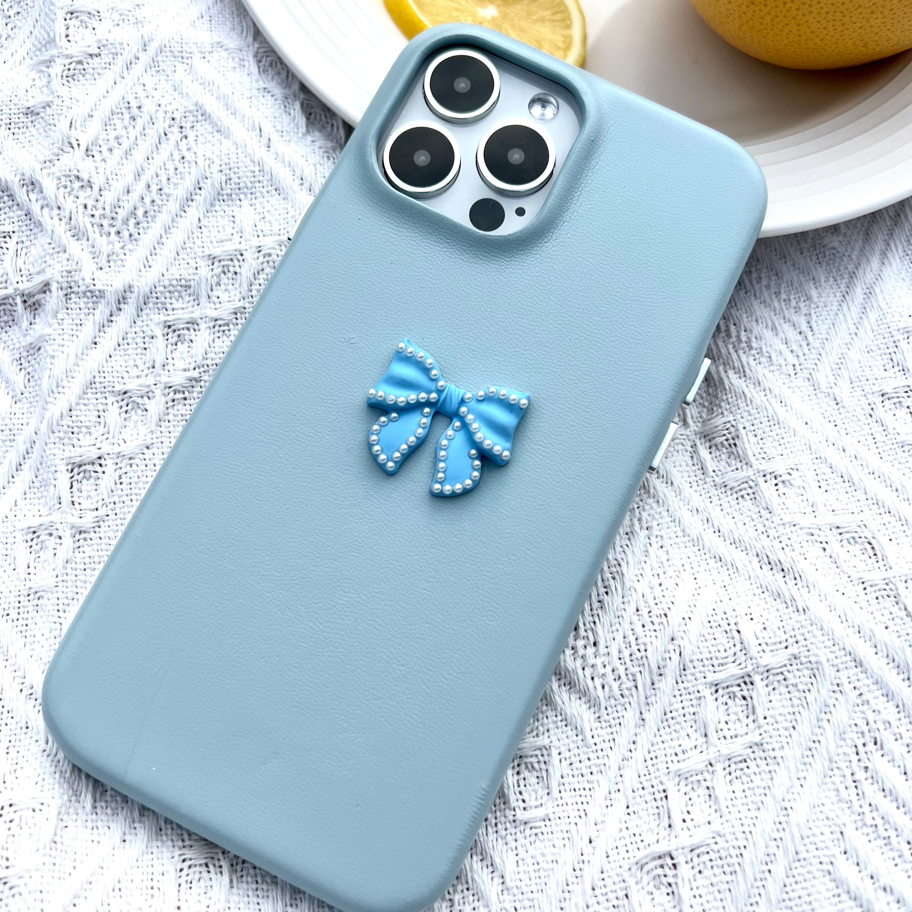 Coquette Girlie | Pearl Bowknot Leather Phone Case