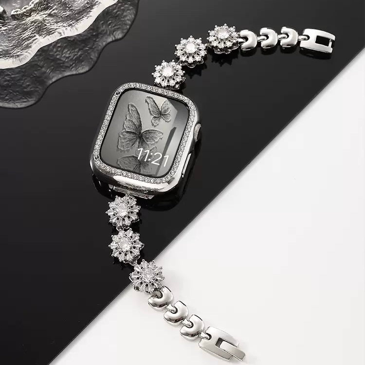 Rotatable Rhinestone Snowflake Watch Band