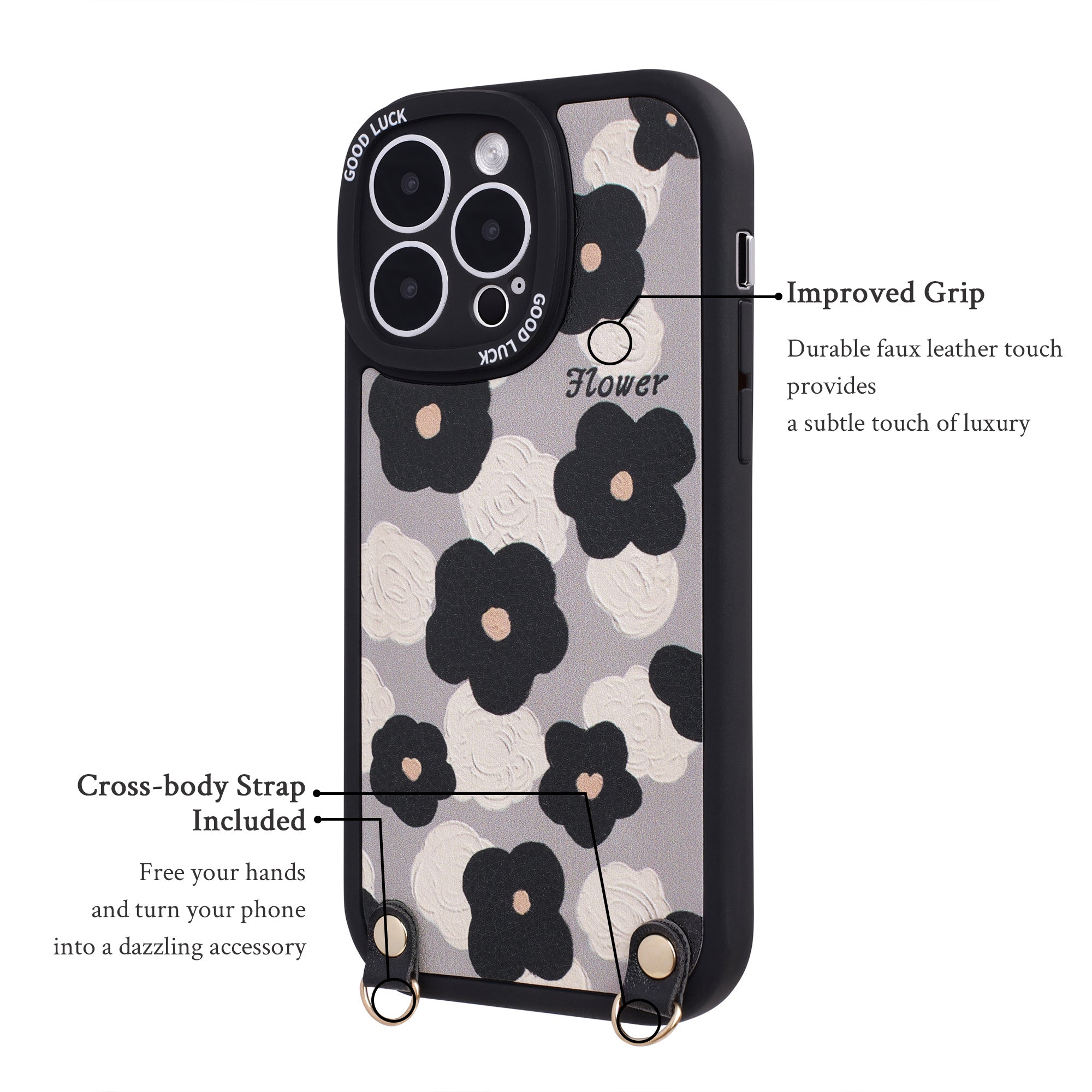 Floral Phone Case with Cross-body Strap