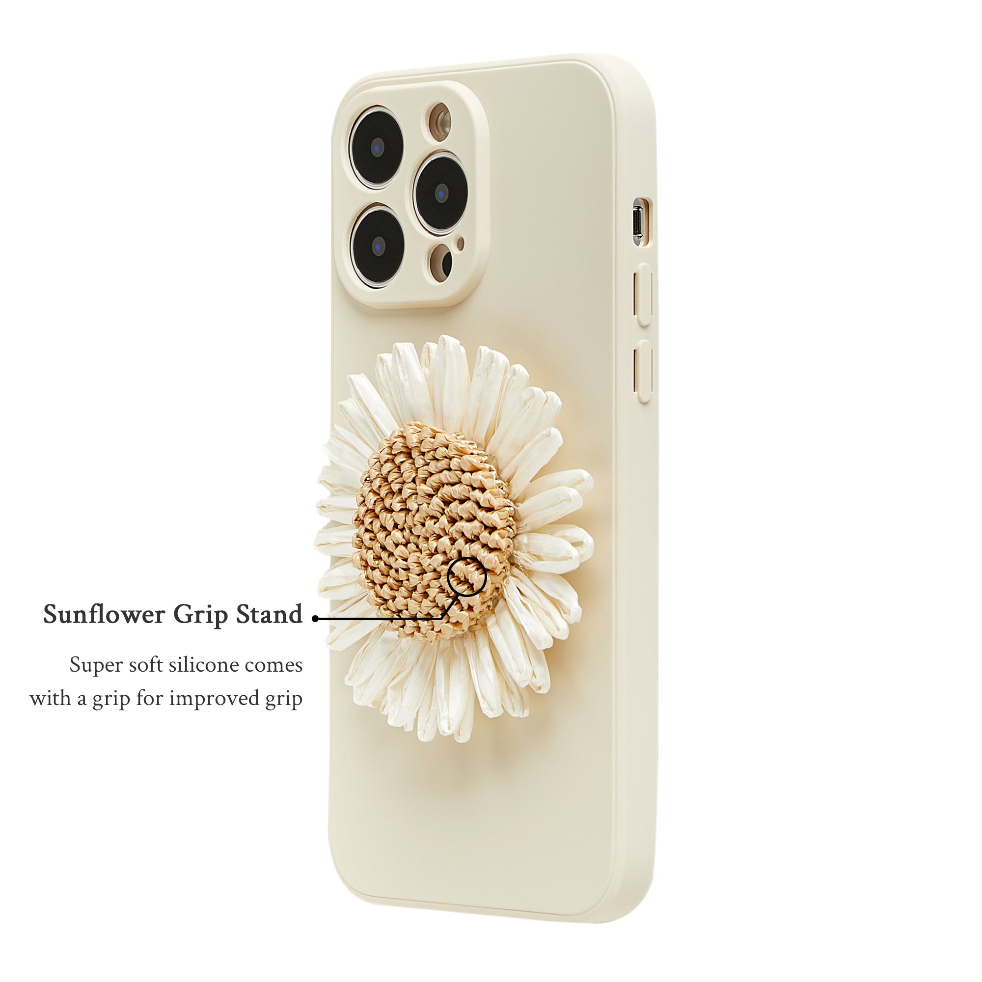 Cross-body Cream Phone Case with Sunflower